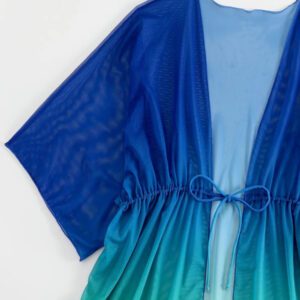 SHEIN Swim Kimono Dégradé À Cordon Manches Chauve-Souris En Tulle