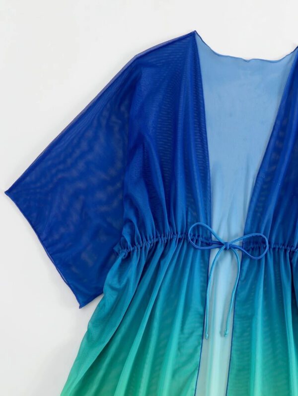 SHEIN Swim Kimono Dégradé À Cordon Manches Chauve-Souris En Tulle – Image 7