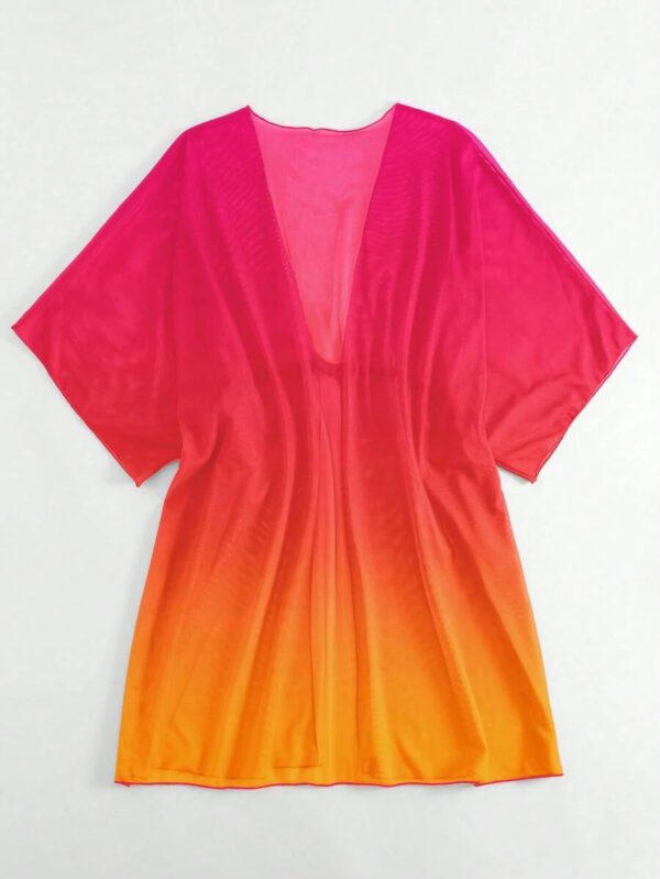 SHEIN Swim Kimono Dégradé À Cordon Manches Chauve-Souris En Tulle – Image 10