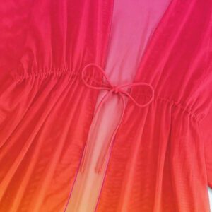 SHEIN Swim Kimono Dégradé À Cordon Manches Chauve-Souris En Tulle