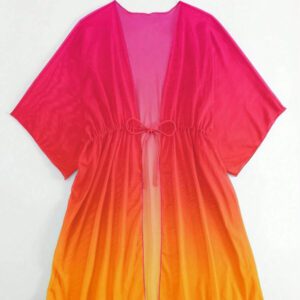SHEIN Swim Kimono Dégradé À Cordon Manches Chauve-Souris En Tulle