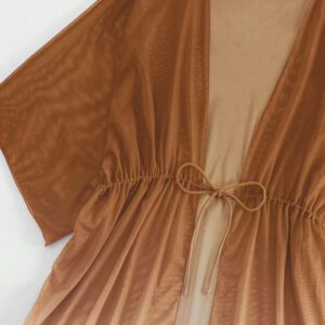 SHEIN Swim Kimono Dégradé À Cordon Manches Chauve-Souris En Tulle