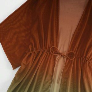 SHEIN Swim Kimono Dégradé À Cordon Manches Chauve-Souris En Tulle