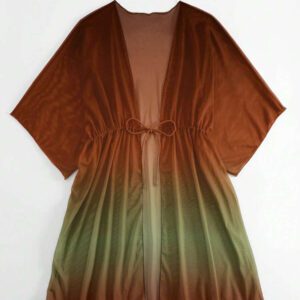 SHEIN Swim Kimono Dégradé À Cordon Manches Chauve-Souris En Tulle