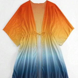 SHEIN Swim Kimono Dégradé À Cordon Manches Chauve-Souris En Tulle