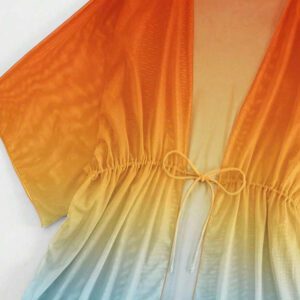 SHEIN Swim Kimono Dégradé À Cordon Manches Chauve-Souris En Tulle