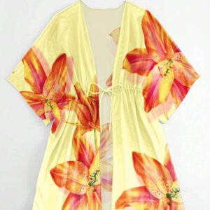 SHEIN Swim Kimono Dégradé À Cordon Manches Chauve-Souris En Tulle