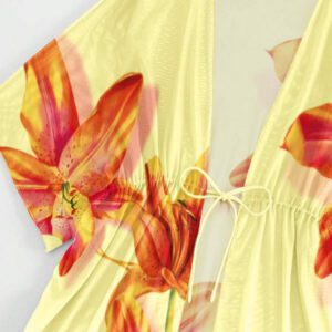 SHEIN Swim Kimono Dégradé À Cordon Manches Chauve-Souris En Tulle