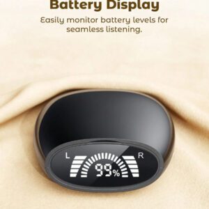 Teckwe Écouteurs sans fil, casque d'écoute de sommeil intra-auriculaire avec écran LED numérique 5.1, diaphragme acoustique bio-imité à huit noyaux. Cadeau de la Saint-Valentin, cadeau de Noël, indispensables pour l'automne et l'hiver, accessoires de camping, fournitures de camping, indispensables de vacances
