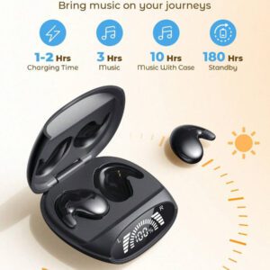 Teckwe Écouteurs sans fil, casque d'écoute de sommeil intra-auriculaire avec écran LED numérique 5.1, diaphragme acoustique bio-imité à huit noyaux. Cadeau de la Saint-Valentin, cadeau de Noël, indispensables pour l'automne et l'hiver, accessoires de camping, fournitures de camping, indispensables de vacances