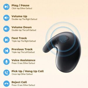 Teckwe Écouteurs sans fil, casque d'écoute de sommeil intra-auriculaire avec écran LED numérique 5.1, diaphragme acoustique bio-imité à huit noyaux. Cadeau de la Saint-Valentin, cadeau de Noël, indispensables pour l'automne et l'hiver, accessoires de camping, fournitures de camping, indispensables de vacances