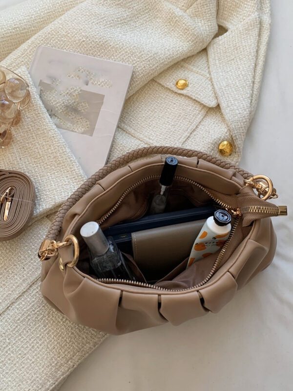 Sac vintage, sac d'hiver, sac à bandoulière en PU plissé à la mode, sac à main pour femmes, sac bandoulière, convient aux filles, étudiantes, employées de bureau, pour les déplacements, la tenue quotidienne, les loisirs, les courses, les voyages, les cadeaux – Image 5