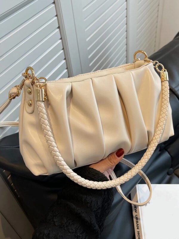 Sac vintage, sac d'hiver, sac à bandoulière en PU plissé à la mode, sac à main pour femmes, sac bandoulière, convient aux filles, étudiantes, employées de bureau, pour les déplacements, la tenue quotidienne, les loisirs, les courses, les voyages, les cadeaux – Image 10