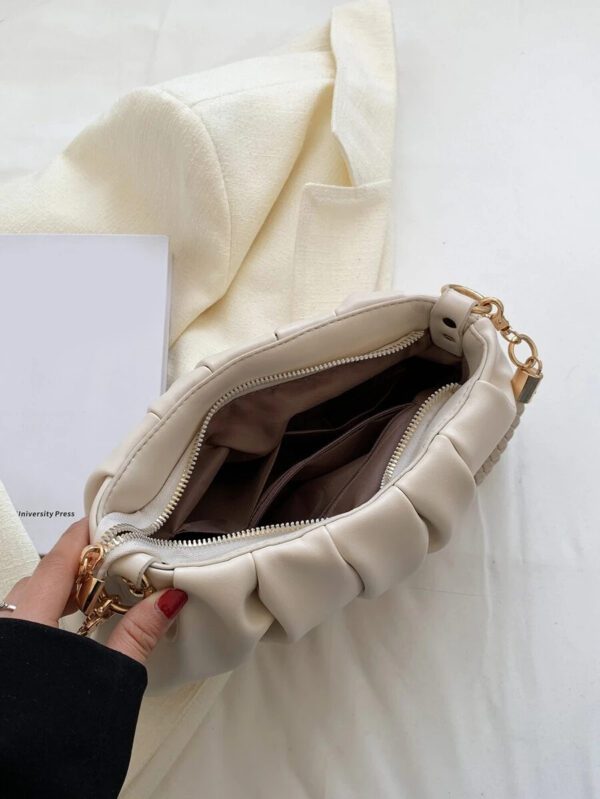 Sac vintage, sac d'hiver, sac à bandoulière en PU plissé à la mode, sac à main pour femmes, sac bandoulière, convient aux filles, étudiantes, employées de bureau, pour les déplacements, la tenue quotidienne, les loisirs, les courses, les voyages, les cadeaux – Image 11