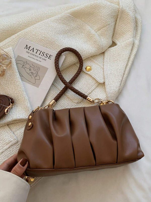 Sac vintage, sac d'hiver, sac à bandoulière en PU plissé à la mode, sac à main pour femmes, sac bandoulière, convient aux filles, étudiantes, employées de bureau, pour les déplacements, la tenue quotidienne, les loisirs, les courses, les voyages, les cadeaux – Image 25
