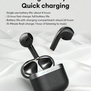 HYUNDAI Casque Bluetooth HYUNDAI HY-T02PRO, qualité stéréo haute définition, autonomie extra longue, étanchéité IPX5, musique et jeux, faible latence, confort d'utilisation, annulation passive du bruit, écouteurs sans fil, compatible avec smartphones et tablettes