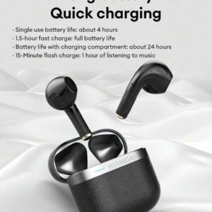 HYUNDAI Casque Bluetooth HYUNDAI HY-T02PRO, qualité stéréo haute définition, autonomie extra longue, étanchéité IPX5, musique et jeux, faible latence, confort d'utilisation, annulation passive du bruit, écouteurs sans fil, compatible avec smartphones et tablettes