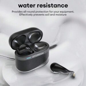 HYUNDAI Casque Bluetooth HYUNDAI HY-T02PRO, qualité stéréo haute définition, autonomie extra longue, étanchéité IPX5, musique et jeux, faible latence, confort d'utilisation, annulation passive du bruit, écouteurs sans fil, compatible avec smartphones et tablettes