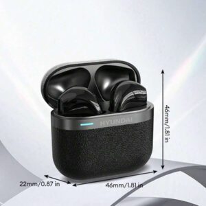 HYUNDAI Casque Bluetooth HYUNDAI HY-T02PRO, qualité stéréo haute définition, autonomie extra longue, étanchéité IPX5, musique et jeux, faible latence, confort d'utilisation, annulation passive du bruit, écouteurs sans fil, compatible avec smartphones et tablettes