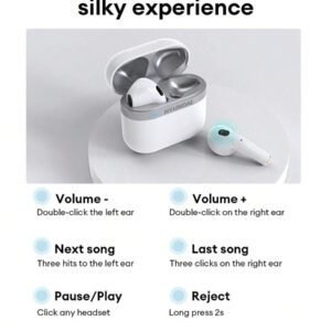 HYUNDAI Casque Bluetooth HYUNDAI HY-T02PRO, qualité stéréo haute définition, autonomie extra longue, étanchéité IPX5, musique et jeux, faible latence, confort d'utilisation, annulation passive du bruit, écouteurs sans fil, compatible avec smartphones et tablettes