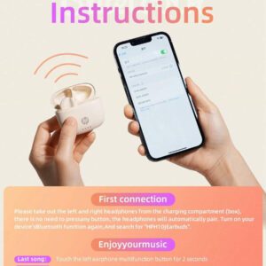 HP Écouteurs sans fil Bluetooth HP, écouteurs intra-auriculaires véritablement sans fil anti-bruit compatibles avec Apple, Android et autres appareils, cadeau mignon avec sac de rangement pour écouteurs