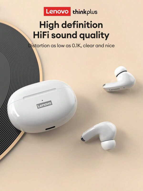 Lenovo Écouteurs Bluetooth LP5 d'origine, micro-intra-auriculaire avec son stéréo 5.3 haute qualité, annulation intelligente du bruit, musique, jeux, autonomie ultra-longue, sport et course, faible latence, annulation passive du bruit. Écouteurs sans fil compatibles avec les smartphones, ordinateurs portables, Android et – Image 3
