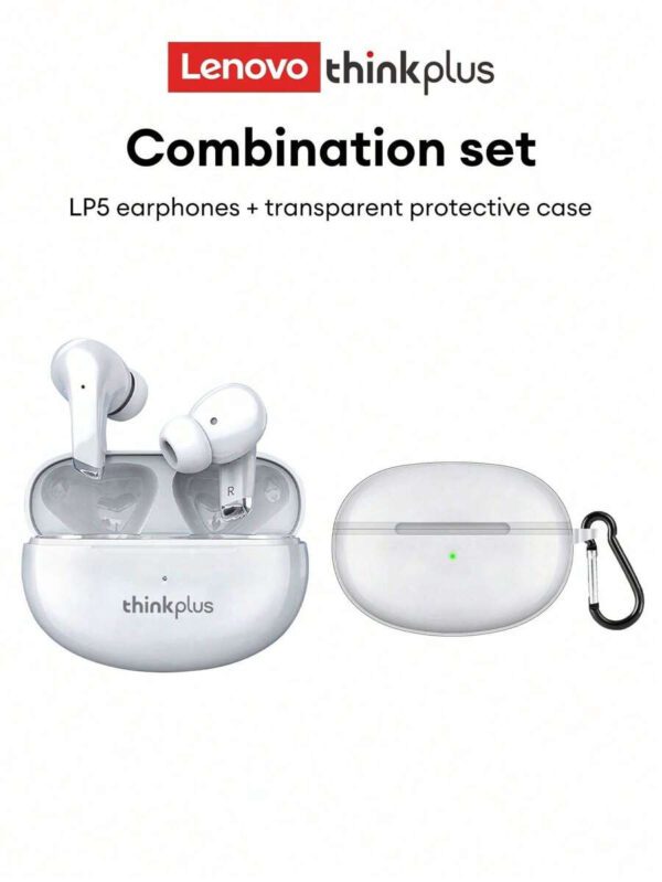 Lenovo Écouteurs Bluetooth LP5 d'origine, micro-intra-auriculaire avec son stéréo 5.3 haute qualité, annulation intelligente du bruit, musique, jeux, autonomie ultra-longue, sport et course, faible latence, annulation passive du bruit. Écouteurs sans fil compatibles avec les smartphones, ordinateurs portables, Android et – Image 25
