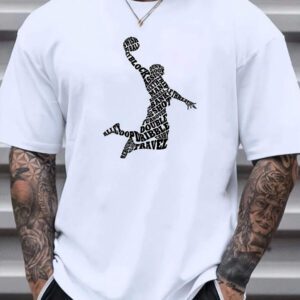 T-shirt de basketball à imprimé lettres mode pour hommes