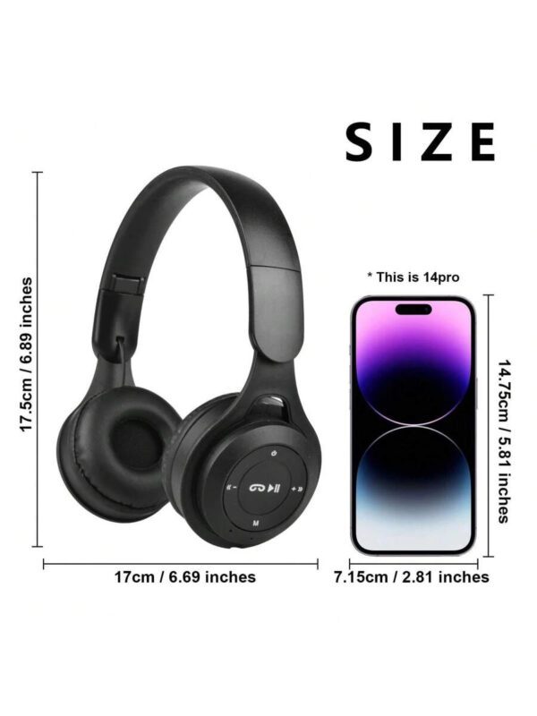 Casque sans fil monté sur la tête Macaron, pliable, télescopique, avec caisson de basse HIFI et microphone intégré. Cadeau pas cher pour la nouvelle année et la Saint-Valentin. Élégant casque sans fil. – Image 4