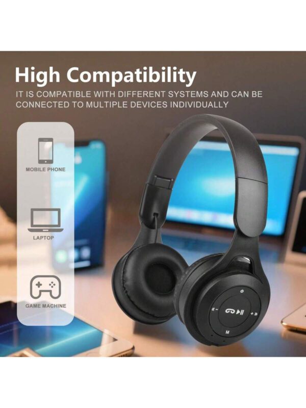 Casque sans fil monté sur la tête Macaron, pliable, télescopique, avec caisson de basse HIFI et microphone intégré. Cadeau pas cher pour la nouvelle année et la Saint-Valentin. Élégant casque sans fil. – Image 5