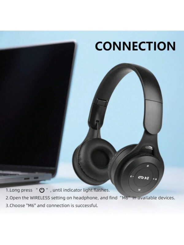 Casque sans fil monté sur la tête Macaron, pliable, télescopique, avec caisson de basse HIFI et microphone intégré. Cadeau pas cher pour la nouvelle année et la Saint-Valentin. Élégant casque sans fil. – Image 7