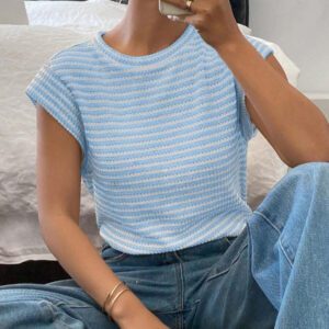 Siren Gaze T-shirt pratique à rayures et manches courtes pour hommes