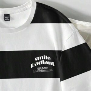 Manfinity Joysei T-shirt décontracté à rayures simple pour hommes, polyvalent pour l'été