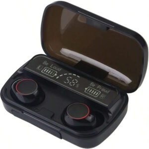 M10 V5.3 – Le plus récent casque numérique Truewireless, écouteurs sans fil avec étui de chargement sans fil Bluetooth, son 9D Premium Deep Bass Sports étanche IPX7 avec micro, temps de lecture de 5 heures, fonctionne comme Powerbank pour charger n'importe quel appareil.
