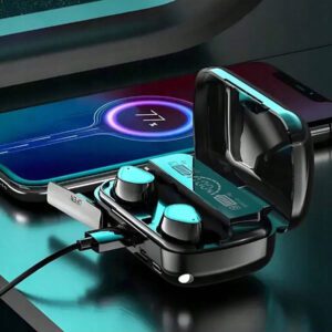 M10 V5.3 – Le plus récent casque numérique Truewireless, écouteurs sans fil avec étui de chargement sans fil Bluetooth, son 9D Premium Deep Bass Sports étanche IPX7 avec micro, temps de lecture de 5 heures, fonctionne comme Powerbank pour charger n'importe quel appareil.