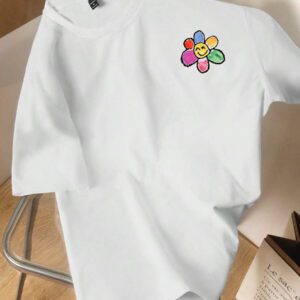Manfinity Joysei T-shirt ample à manches tombantes à imprimé floral casual pour homme, été