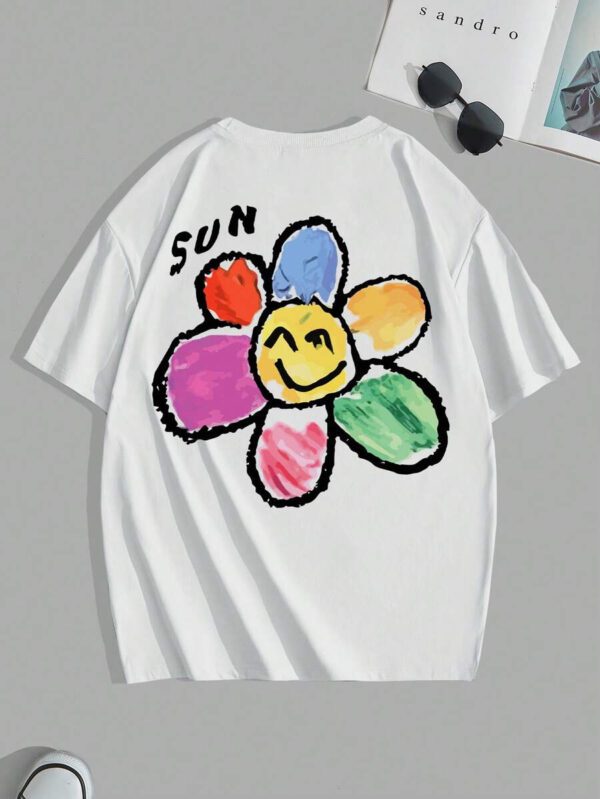 Manfinity Joysei T-shirt ample à manches tombantes à imprimé floral casual pour homme, été – Image 4