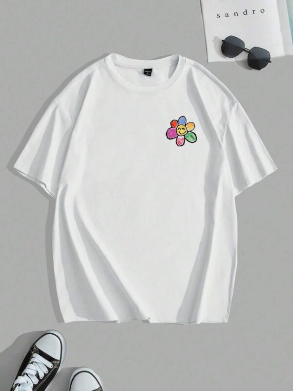 Manfinity Joysei T-shirt ample à manches tombantes à imprimé floral casual pour homme, été – Image 5