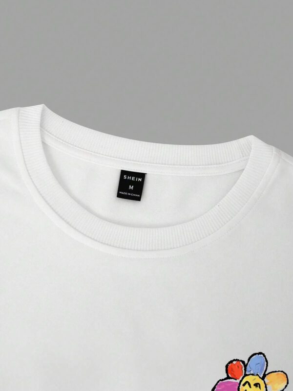 Manfinity Joysei T-shirt ample à manches tombantes à imprimé floral casual pour homme, été – Image 6