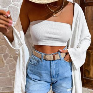 Femme Couleur Unie Épaule Tombante Manches Longues Kimono Ample, Pour Vacances