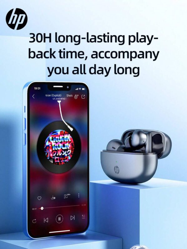 HP Écouteurs sans fil HP EarPod : Outil de nettoyage gratuit, 30 heures d'autonomie, convient aux sports et à la vie quotidienne, compatible avec , Android et iOS, prise en charge des appels vocaux, cadeau mignon pour les filles, rentrée des classes – Image 3