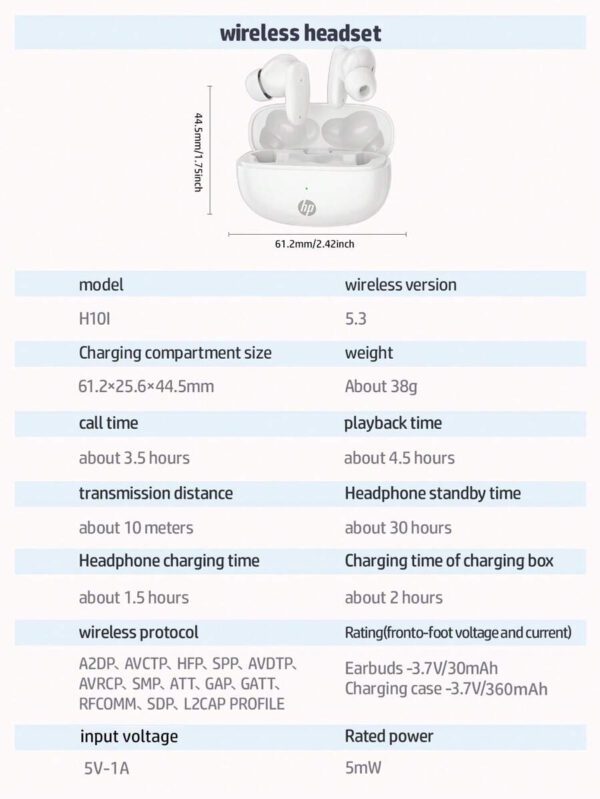 HP Écouteurs sans fil HP EarPod : Outil de nettoyage gratuit, 30 heures d'autonomie, convient aux sports et à la vie quotidienne, compatible avec , Android et iOS, prise en charge des appels vocaux, cadeau mignon pour les filles, rentrée des classes – Image 5