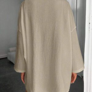 Femme Couleur Unie Épaule Tombante Manches Longues Kimono Ample, Pour Vacances