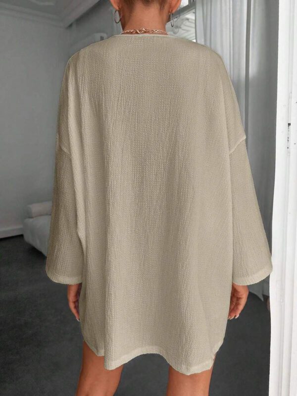 Femme Couleur Unie Épaule Tombante Manches Longues Kimono Ample, Pour Vacances – Image 18