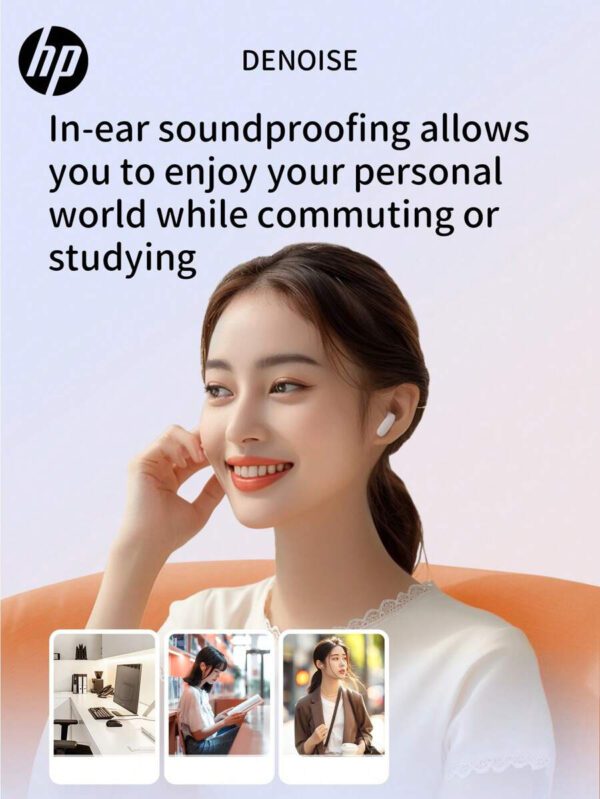 HP Écouteurs sans fil HP EarPod : Outil de nettoyage gratuit, 30 heures d'autonomie, convient aux sports et à la vie quotidienne, compatible avec , Android et iOS, prise en charge des appels vocaux, cadeau mignon pour les filles, rentrée des classes – Image 9