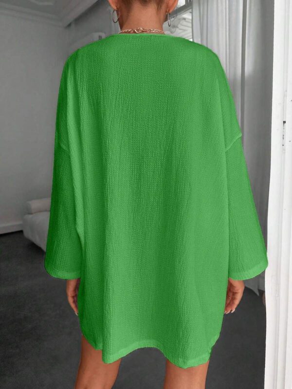 Femme Couleur Unie Épaule Tombante Manches Longues Kimono Ample, Pour Vacances – Image 23