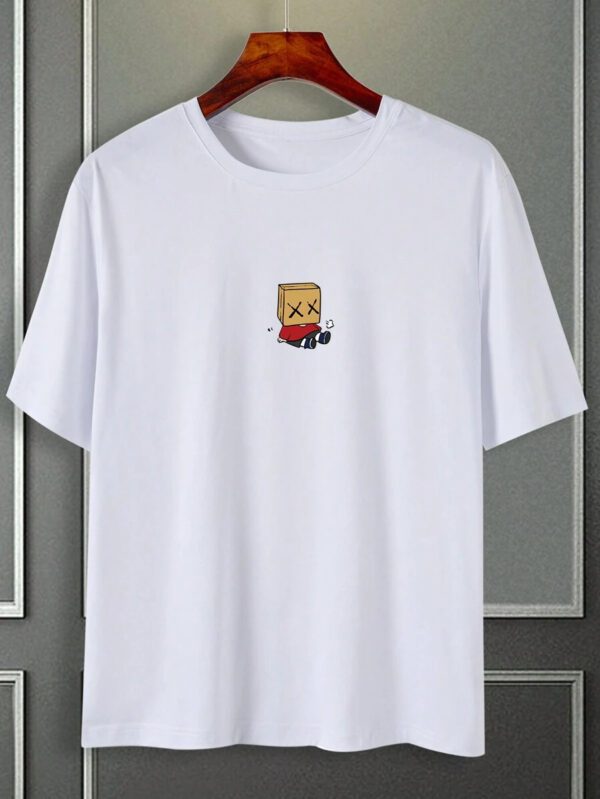 Manfinity Hypemode T-shirt décontracté à col rond, manches courtes avec imprimé de dessin animé mignon pour homme en été. Cadeau pour le petit ami, pour sortir – Image 6
