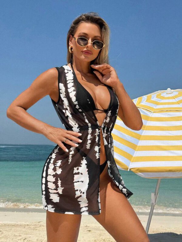 Swim Vcay Robe De Couverture En Maille Transparente Sans Manches Pour Femme – Image 9