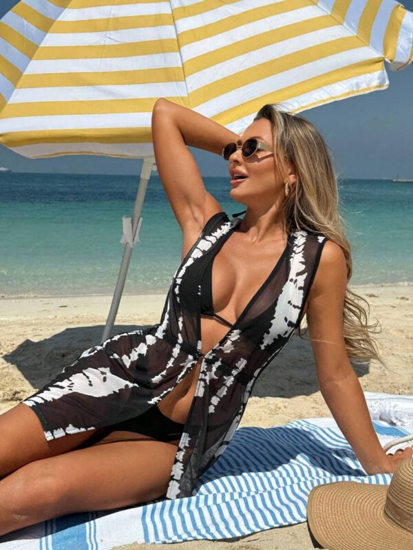 Swim Vcay Robe De Couverture En Maille Transparente Sans Manches Pour Femme – Image 10