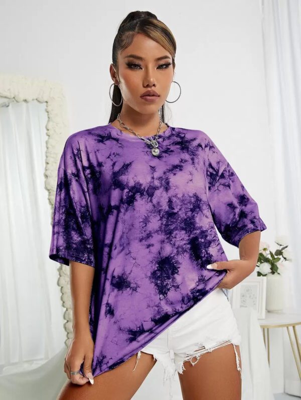 INAWLY T-shirt ample à épaules tombantes tie dye, hauts graphiques pour femmes – Image 13